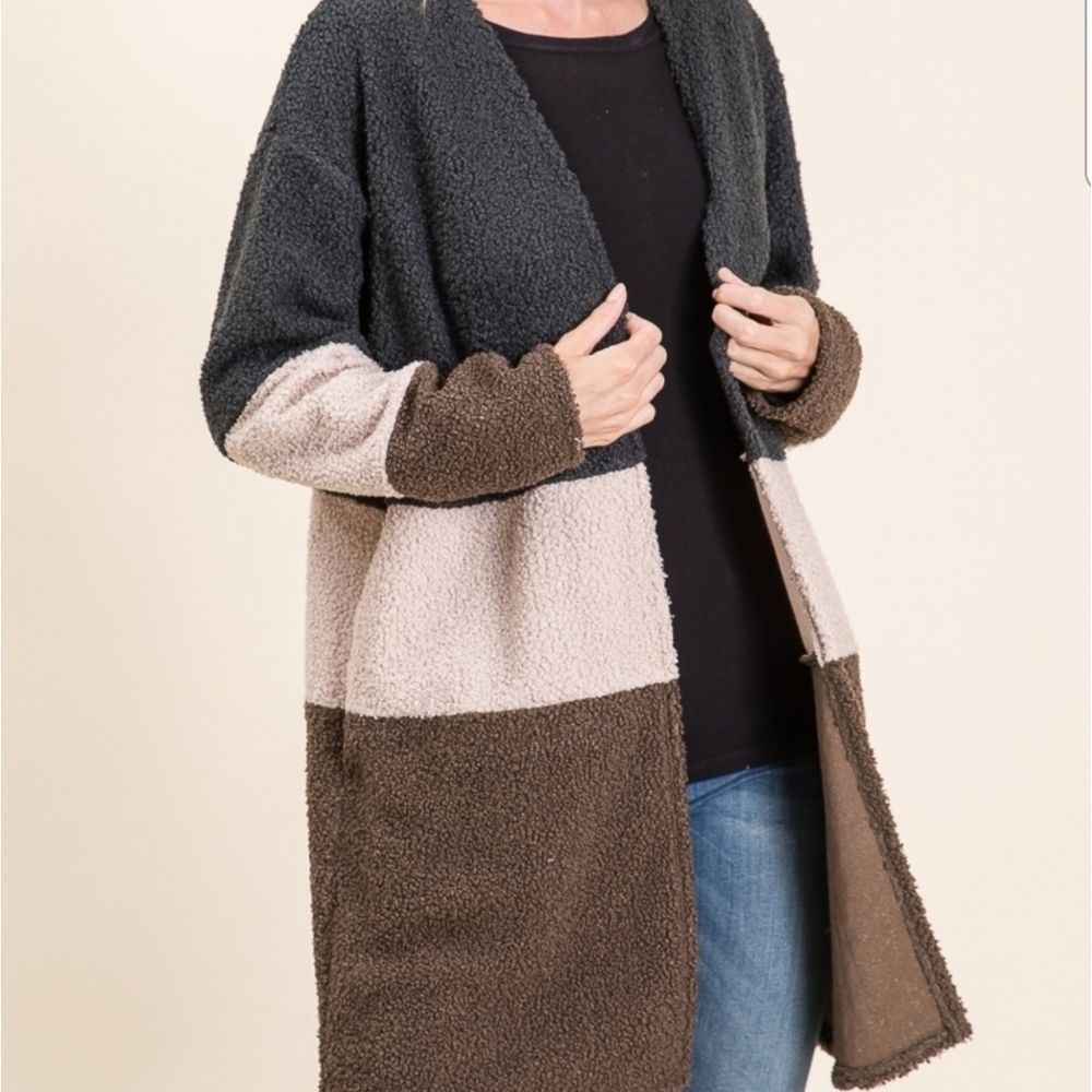 Grey Color Block Cardigan - Picture 4 of 5